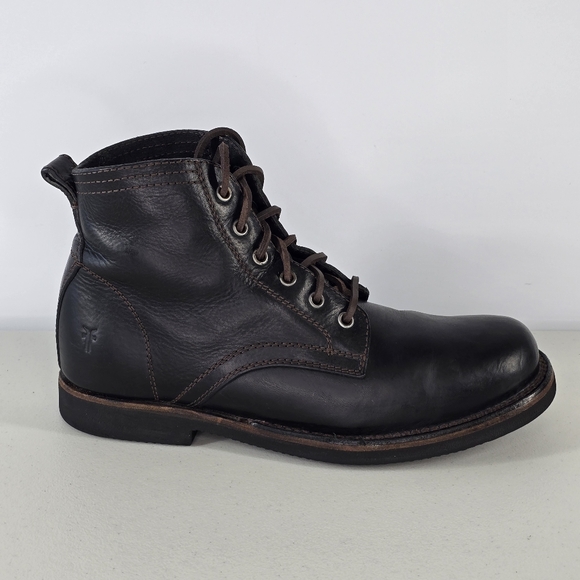 Frye Men’s Black Leather Lace-Up Boots Size 9.5 Heritage Antiqued Style - Picture 5 of 14